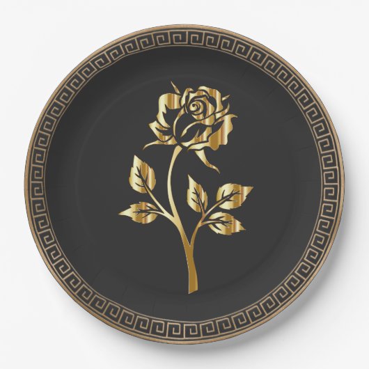 Goldene Rose Pappteller (Vorderseite)