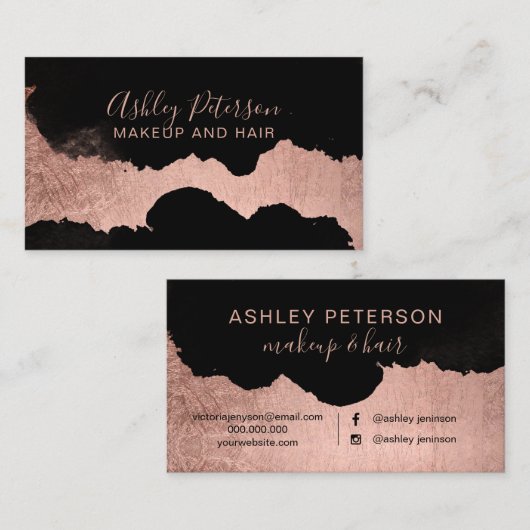 Goldene Rose Pinselstrich Visitenkarte (Vorne/Hinten)