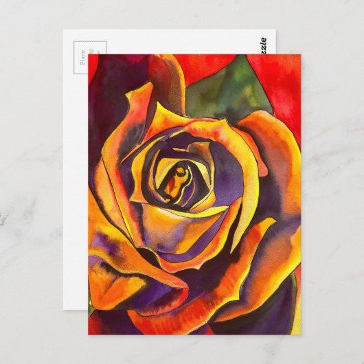 Goldene Rose Postkarte (Vorne/Hinten)