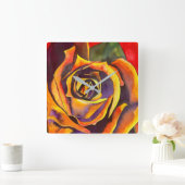 Goldene Rose Quadratische Wanduhr (Zuhause)