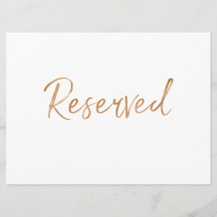 Goldene Rose "Reserviert" Hochzeitsschild   Stylis Einladung
