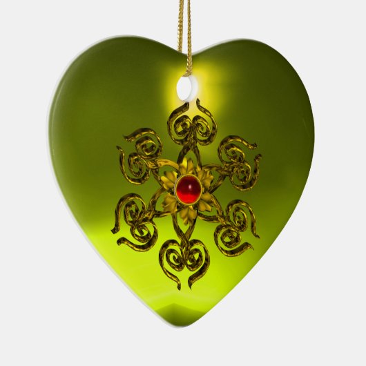 GOLDENE ROSE RUBY, Gelbes Topaz, Lila rosa Keramik Ornament (Rechts)