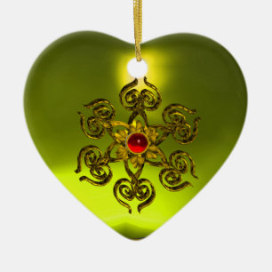 GOLDENE ROSE RUBY, Gelbes Topaz, Lila rosa Keramik Ornament