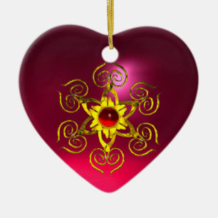 GOLDENE ROSE RUBY, Lila rosa Keramik Ornament