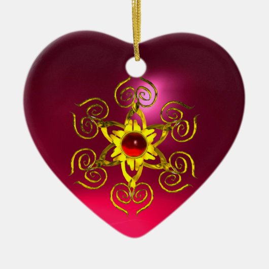 GOLDENE ROSE RUBY, Lila rosa Keramik Ornament (Vorne)