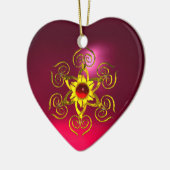 GOLDENE ROSE RUBY, Lila rosa Keramik Ornament (Links)