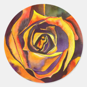 Goldene Rose Runder Aufkleber