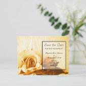 Goldene Rose Save the Date Postkarte (Stehend Vorderseite)