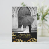 Goldene Rose Save the Date - Schwarz (Stehend Vorderseite)
