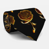 Goldene Rose Schwarzer Hintergrund Krawatte (Gerollt)