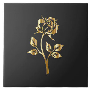 Goldene Rose Silhouette Fliese