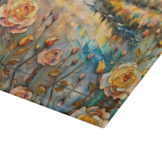 Goldene Rose Tal Sonnenaufgang Schneidebrett (Ecke)