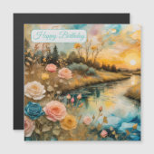 Goldene Rose Tal Sunrise Geburtstag Magneteinladung (Vorne/Hinten)