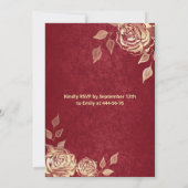 Goldene Rose, trendige Kleidung Quinceañera Einladung (Rückseite)