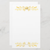 Goldene Rose und Blätter Briefpapier (Vorne/Hinten)