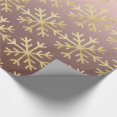 Goldene Rose und goldenes Schneeflockenpapier Geschenkpapier (Ecke)
