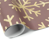 Goldene Rose und goldenes Schneeflockenpapier Geschenkpapier (Rolleneckpunkt)