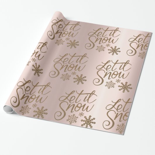 Goldene Rose und goldenes Schneeflockenpapier Geschenkpapier (Ungerollt)