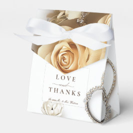 Goldene Rose und Hochzeitsringe Geschenkschachtel