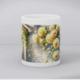 Goldene Rosen an der Wand eines rustikalen Stein C Kaffeetasse