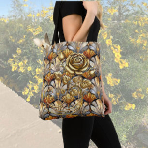 Goldene Rosen auf perlartigem Glas Tasche