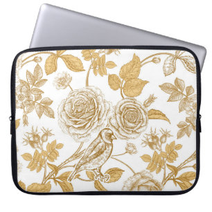 Goldene Rosen, Blumen, Blätter und Beeren des Hund Laptopschutzhülle