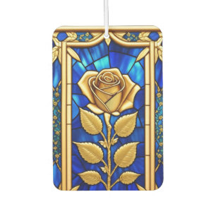 Goldene Rosen-Dekoration in Buntglas Autolufterfrischer