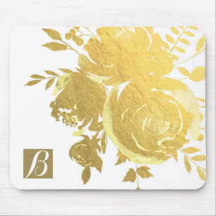 Goldene Rosen Faux Folie Elegant Moderne Florale G Mousepad