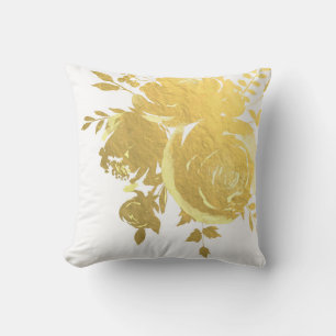 Goldene Rosen Faux Folie Elegante Moderne Florale  Kissen