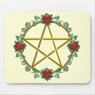Goldene Rosen-heidnischer PentagrammPentagram Mousepad