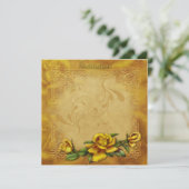 Goldene Rosen-Hochzeits-Einladung Einladung (Stehend Vorderseite)