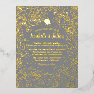 goldene Rosen Hochzeitseinladung Folie Einladungspostkarte