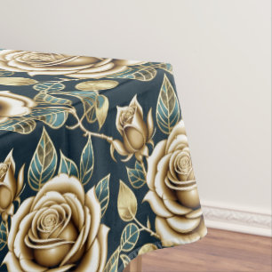 Goldene Rosen mit metallischer Oberfläche Tischdecke