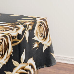 Goldene Rosen mit scharfen metallischen Kanten Tischdecke