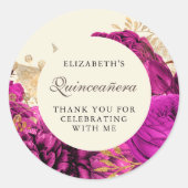 Goldene Rosen Quinceñera Runder Aufkleber (Vorderseite)