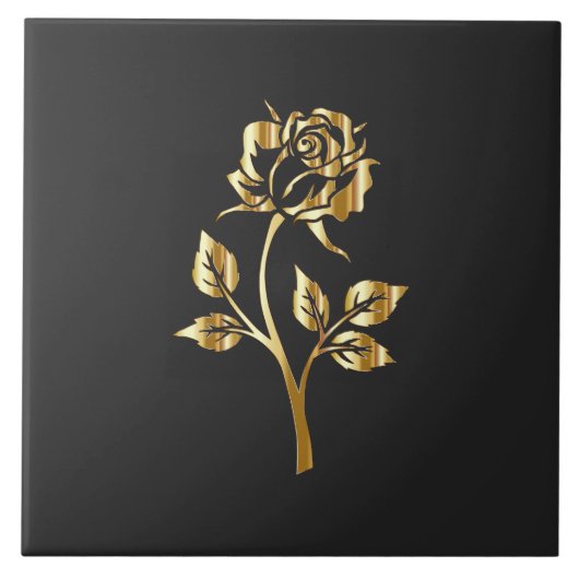 Goldene Rosen-Silhouette Fliese (Vorderseite)