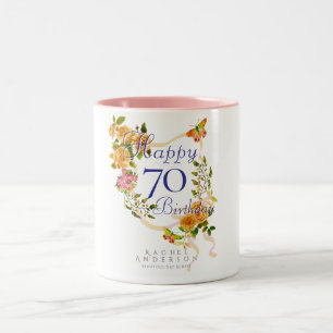 Goldene Rosenband 70. Geburtstag Zweifarbige Tasse