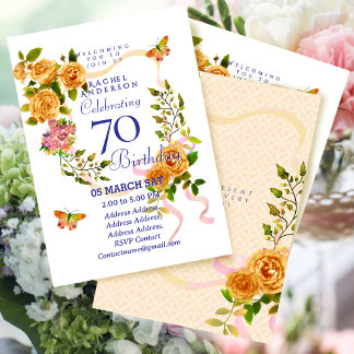 Goldene Rosenband 70. Geburtstagseinladung Einladung