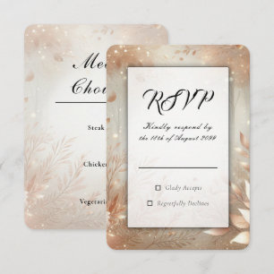 Goldene Rosenholz Verzauberte Waldhochzeit RSVP Karte