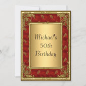 Goldene Rot-Art-Deco-Rahmen Einladung (Vorderseite)