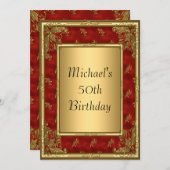 Goldene Rot-Art-Deco-Rahmen Einladung (Vorne/Hinten)