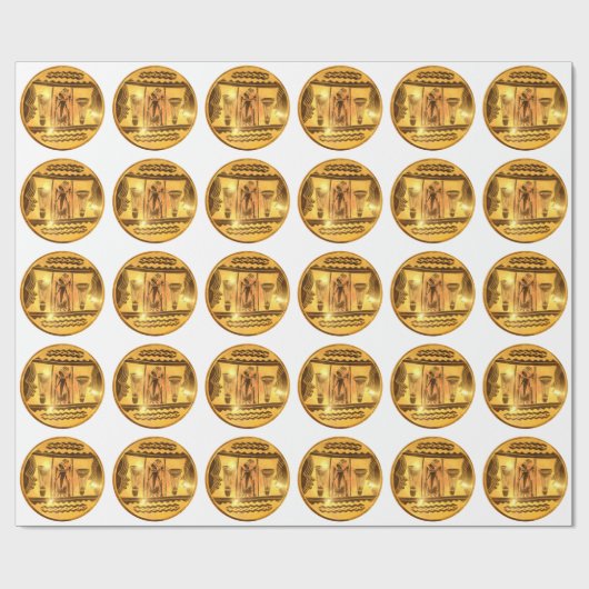 Goldene Rote Afrikanische Kunst Geschenkpapier (Flach)