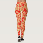 Goldene Rote Blumenkunst Leggings (Rückseite)