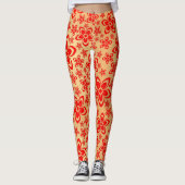 Goldene Rote Blumenkunst Leggings (Vorderseite)
