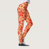 Goldene Rote Blumenkunst Leggings (Rechts)