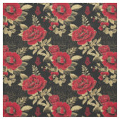 Goldene rote Blütenzier Stoff (Muster)