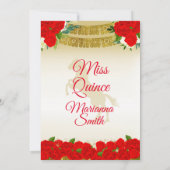 Goldene rote Charro-Quinceañera-Einladung Einladung (Rückseite)