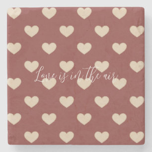 Goldene rote Creme Glitter Herzen Valentinstag Steinuntersetzer