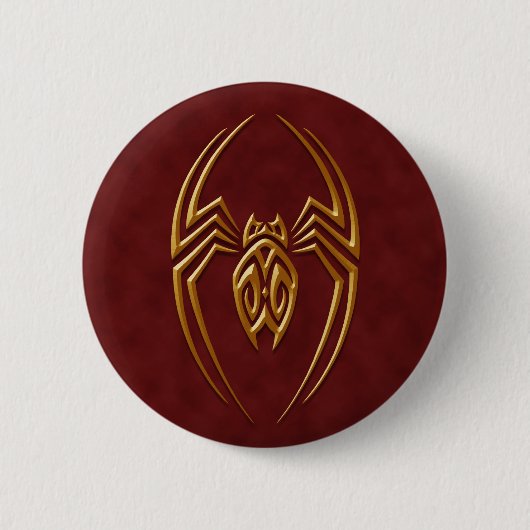 Goldene rote Eisen-Spinne Button (Vorderseite)