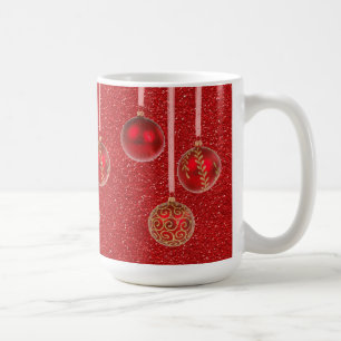 Goldene Rote Glitter Frohe Weihnachten Christbaumk Kaffeetasse